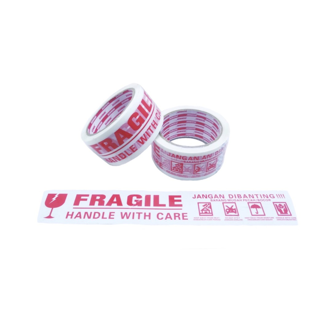 

LAKBAN FRAGILE 2" INCH 48MM X 50M SAZANAMI ISOLASI LAKBAN PECAH BELAH