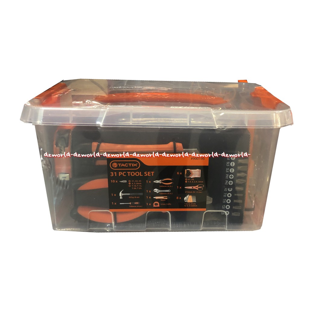 Tactix 31pcs Tool Set Peralatan Perkakas  Palu Obeng Tang Dengan Box 1set