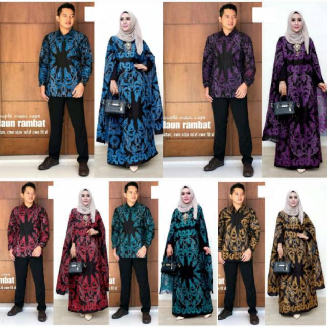 batik siliwangi Couple Maxi Cape Daun Rambat
