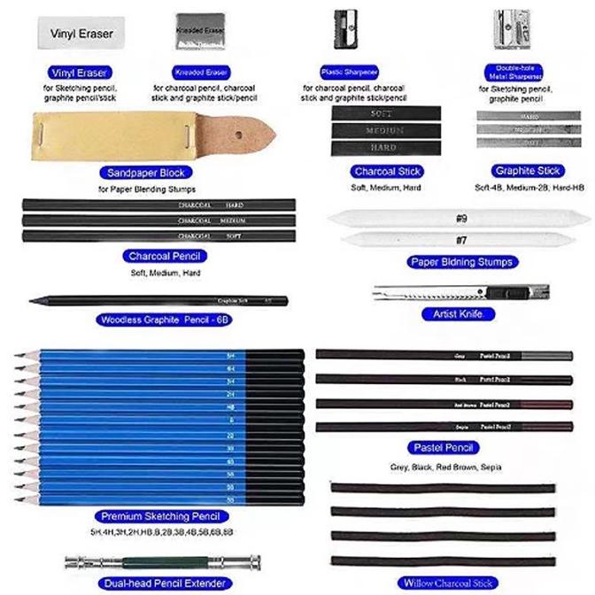

33 PCS 12 PCS SET PENSIL GAMBAR SKESTA LENGKAP PISAU PENGHAPUS DAN UNT FVD643621