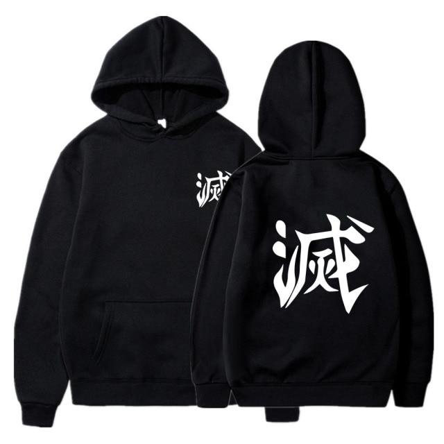 Sweater Anime DEMON SLAYER Oblong / Hoodie DESTROY KANJI Jumper Pria Wanita Size S M L XL XXL XXXL