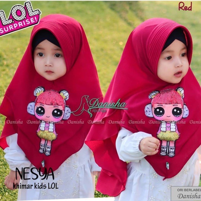 Jilbab Anak LOL Led 2 Layer Hijab LOL Anak Simple Pet Led