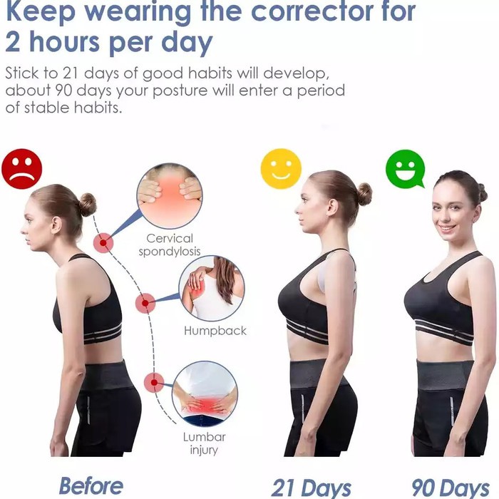 ADJUST BACK SUPPORT POSTURE CORRECTOR VIBRATION SMART SENSOR ELECTRIK PENEGAK PUNGGUNG GETAR