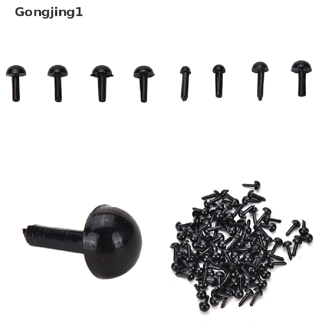 Gongjing1 100pcs / Set Mata Boneka Beruang 4 Ukuran Bahan Plastik Warna Hitam