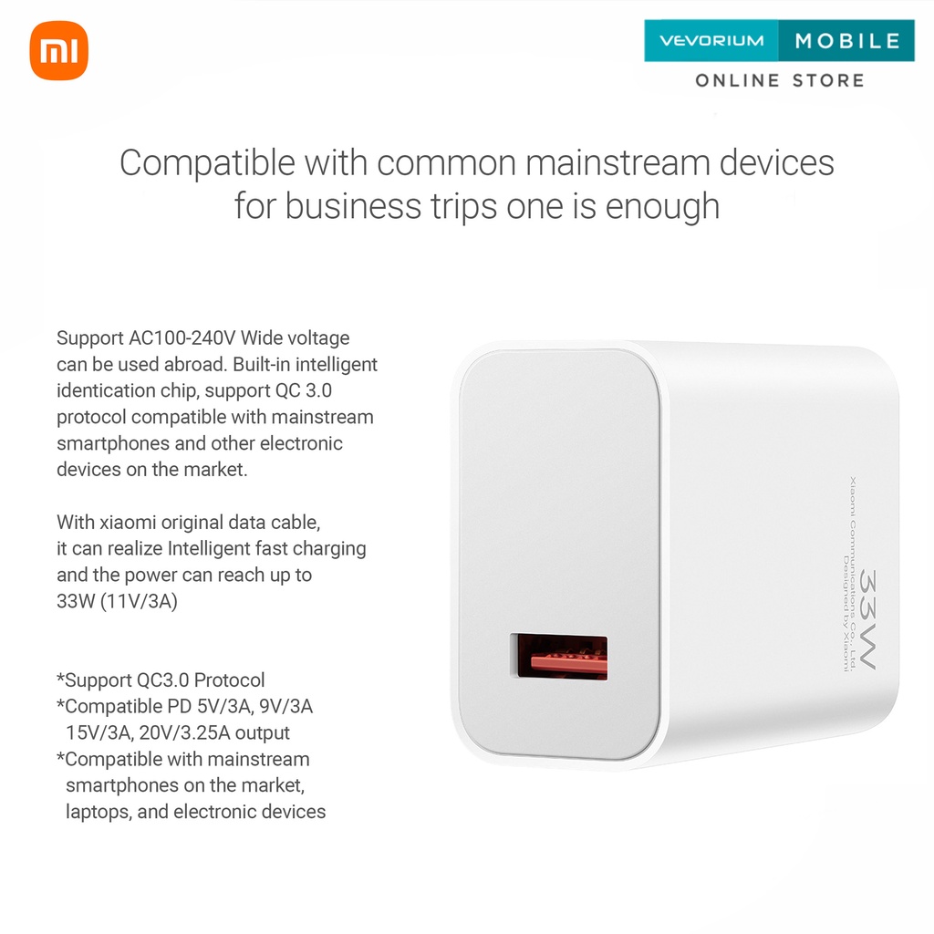 Xiaomi 33W USB Charger 33 Watt Turbo Charging Original Charger Batok Kepala Travel Adaptor Adapter