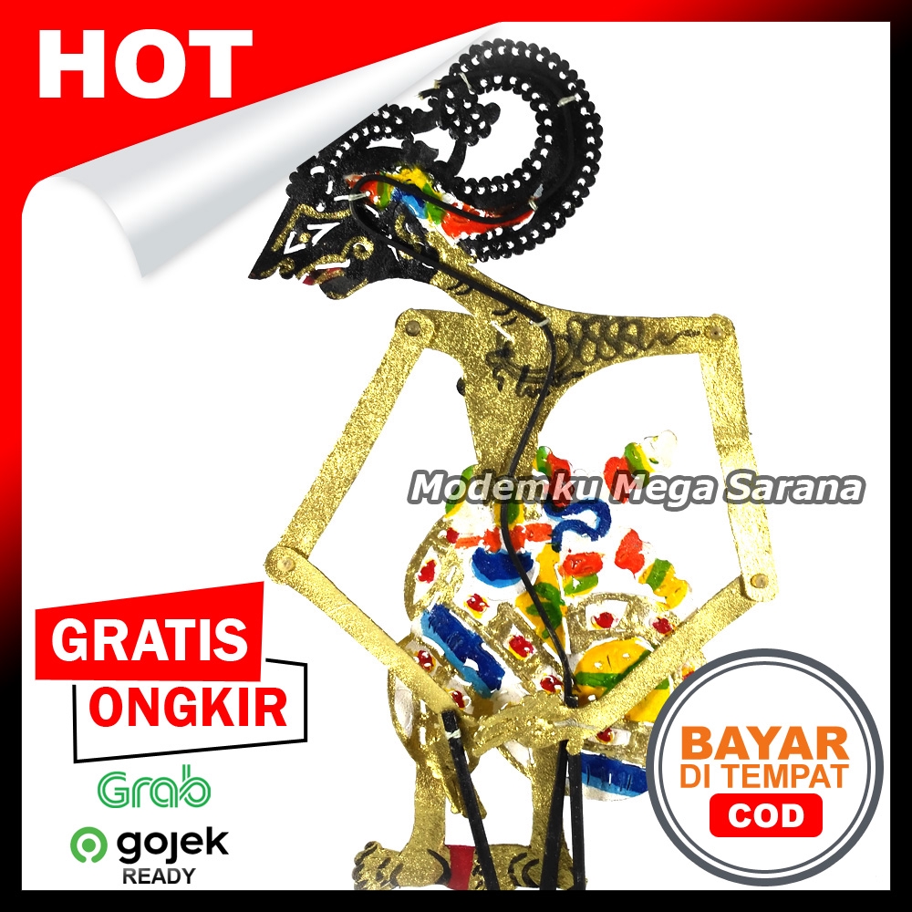 Wayang Kulit Kidangan Janaka Janoko / Arjuna 30cm - Biasa Gagang Bambu