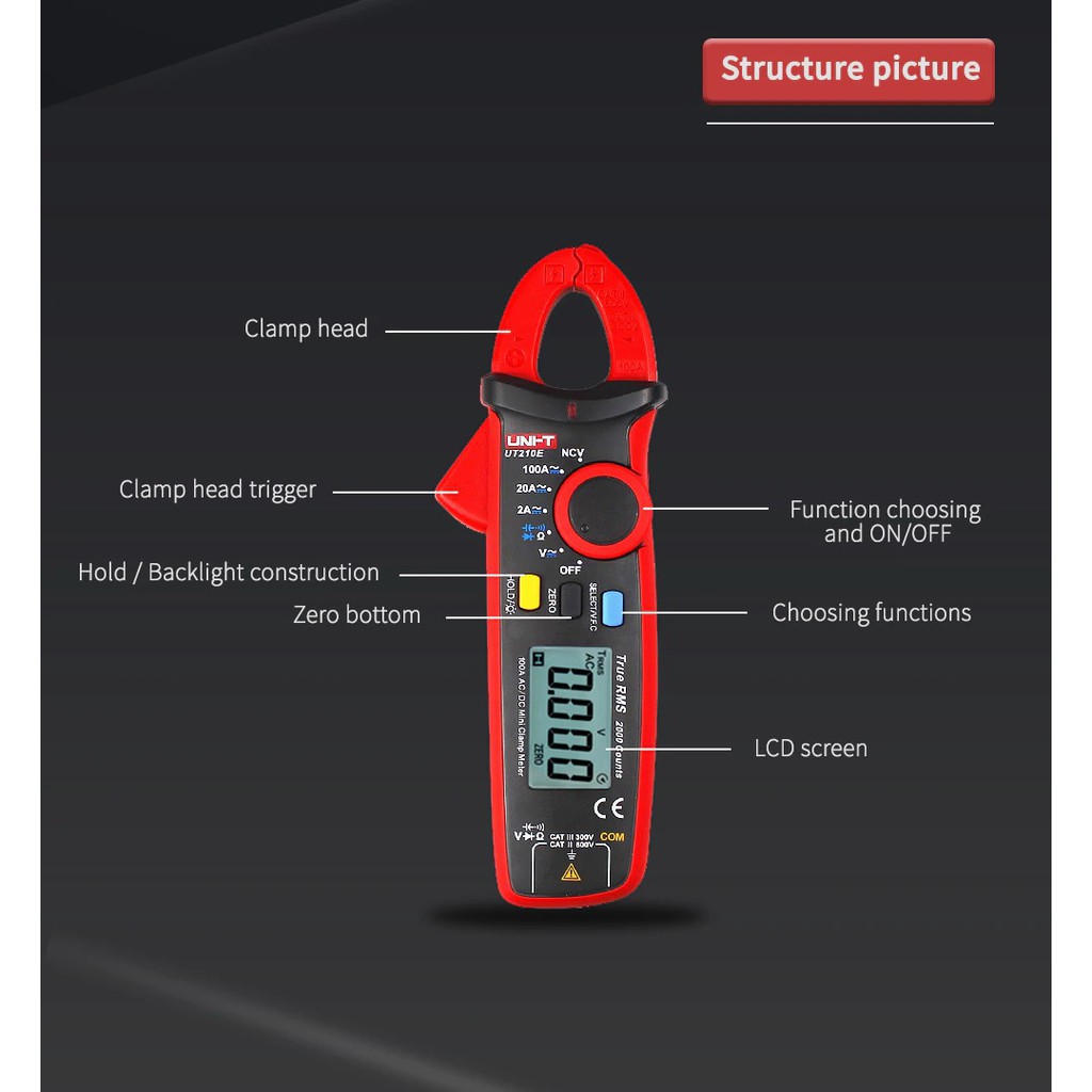 UNI-T UT210E - Mini Clamp Meter True RMS - Tang Ampere Jepit Digital