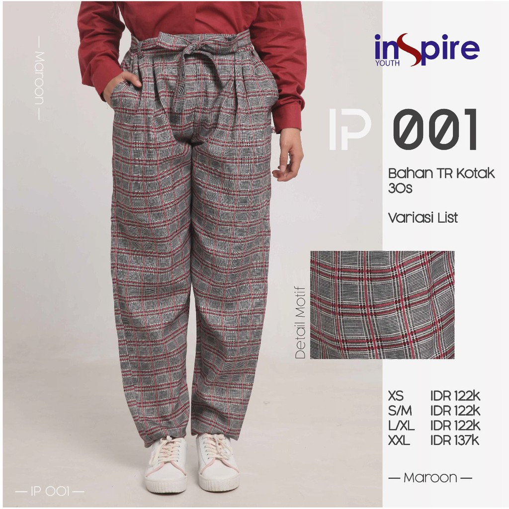 INSPIRE YOUTH PANTS IP 01 BAHAN TR KOTAK CELANA PANTS MUSLIMAH MOTIF ELEGANT MODERN BERKUALITAS