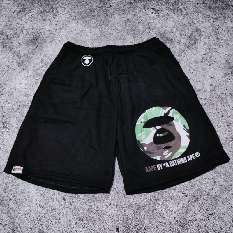 SHORT PANTS / CELANA PENDEK BAPE LOGO CAMO HITAM AUTHENTIC