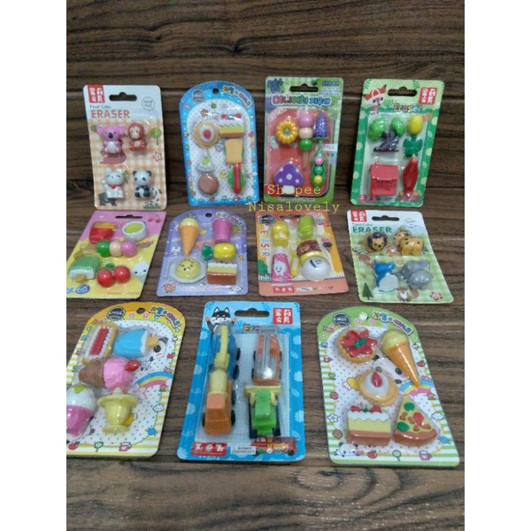 

Penghapus Set Karakter Lucu / Eraser Rubber / Penghapus Fancy Set