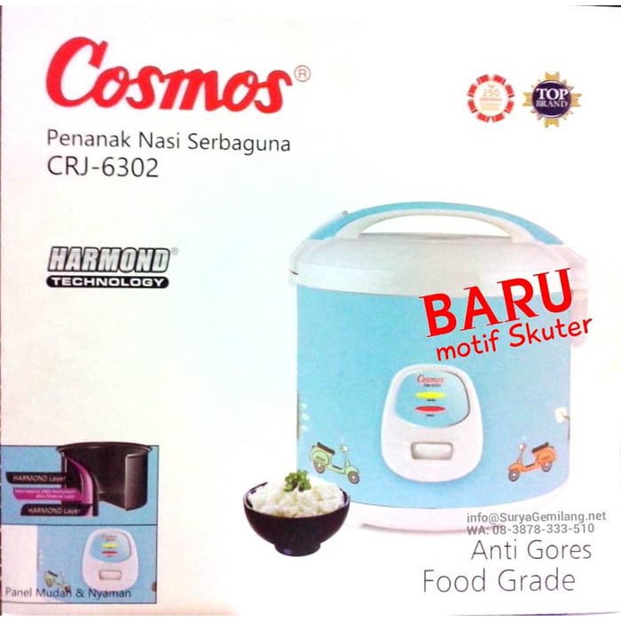 Dijual COSMOS Magic Com Rice Cooker Pemasak Nasi CRJ 6302 Diskon