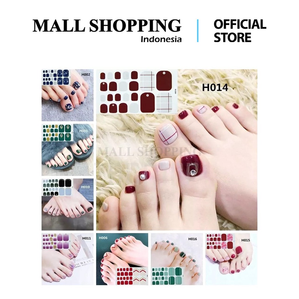 (COD) Stiker Kuku Kaki Gel Toes Sticker Nail Art isi 22 pcs FREE Kikir Kuku MALLSHOPING