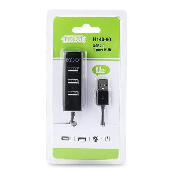 Kabel USB HUB ROBOT 4 PORT PORTS 2.0 H140-80 80CM BLACK Fast Trasnfer File