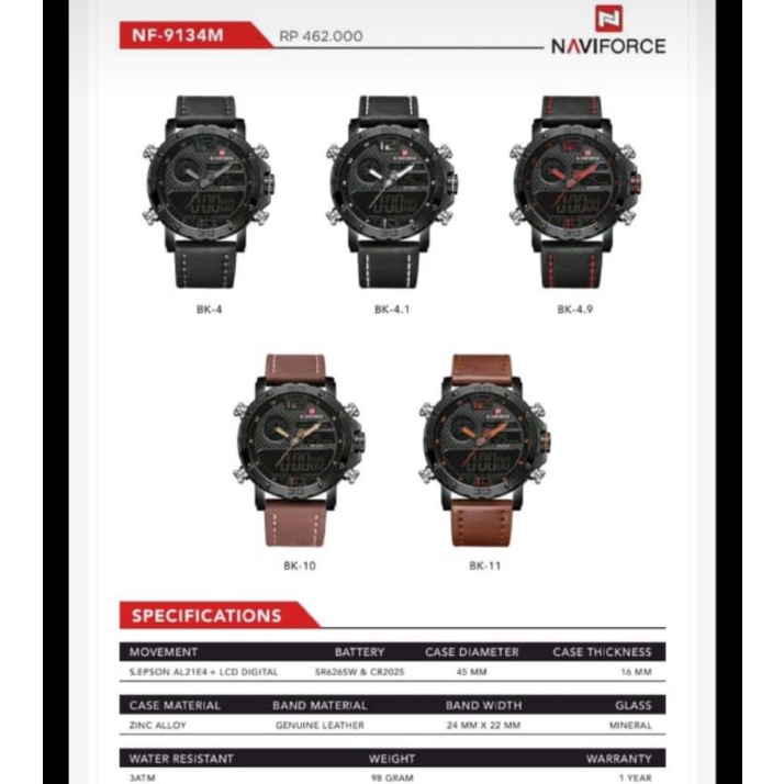 Terbaru Jamtangan pria NAVIFORCE NF.9134 30m original Water Resist include box