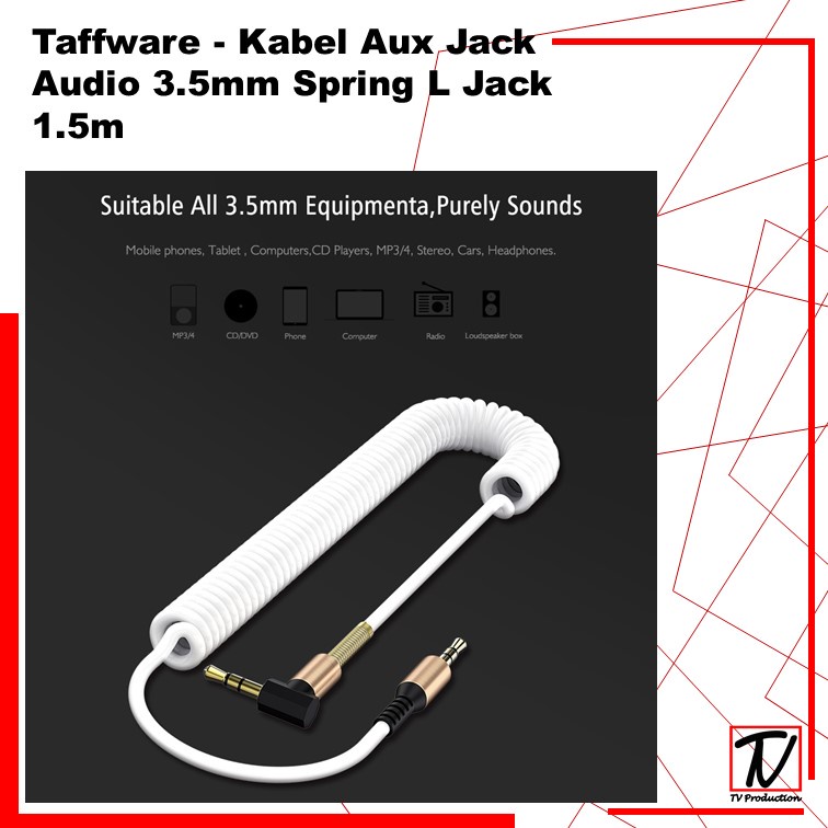 Kabel Aux Jack  Audio 3.5mm Spring L Jack 1.5m