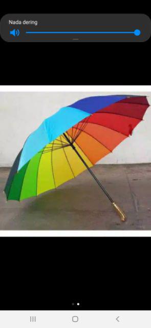 Payung Golf Warna Warni Pelangi Rainbow 16 Jari Jumbo Umbrella Payung Hujan