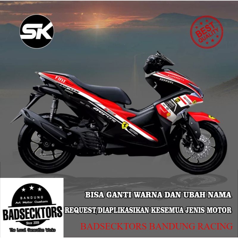 sticker decal full body Yamaha Aerox fiat hitam merah keren