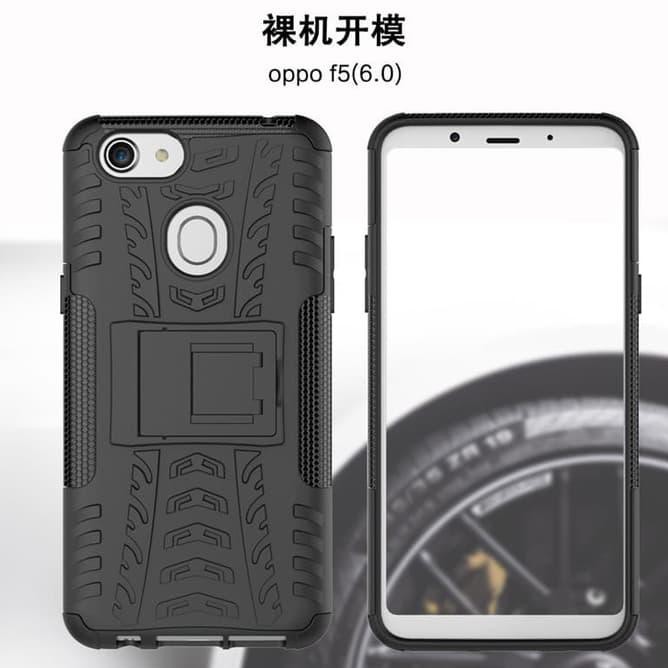 Rugged Armor Kick Stand Case Oppo F5 / A73 Softcase Back Oppo F5 A73 - Hitam New Hokyti