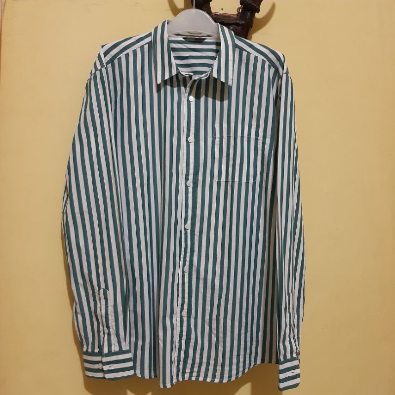 KEMEJA KATUN COWOK SALUR HIJAU PUTIH