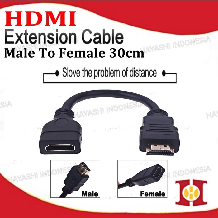 Kabel HDMI Extension Extender Male To Female 30 cm