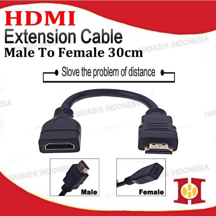 Kabel HDMI Extension Extender Male To Female 30 cm