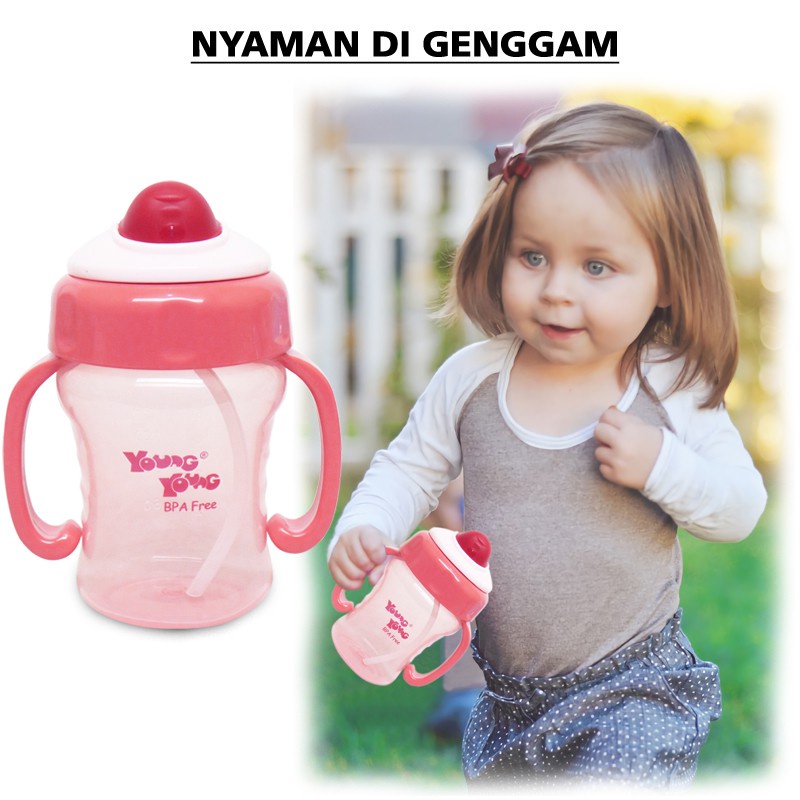 YOUNG YOUNG Botol Minum Bayi Anti Tumpah 210 ML BPA Free Straw Cup Water Bottle IL-901