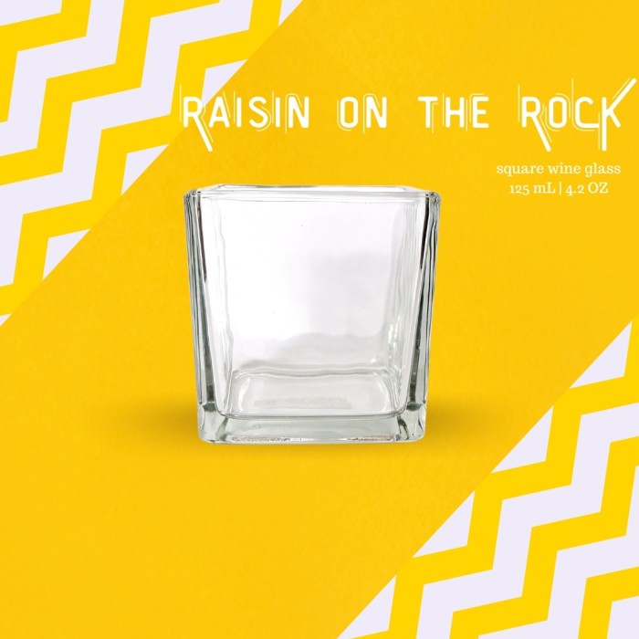 RAISIN on the ROCK Square Wine Glass | Gelas Kotak Kaca | Gelas Bar