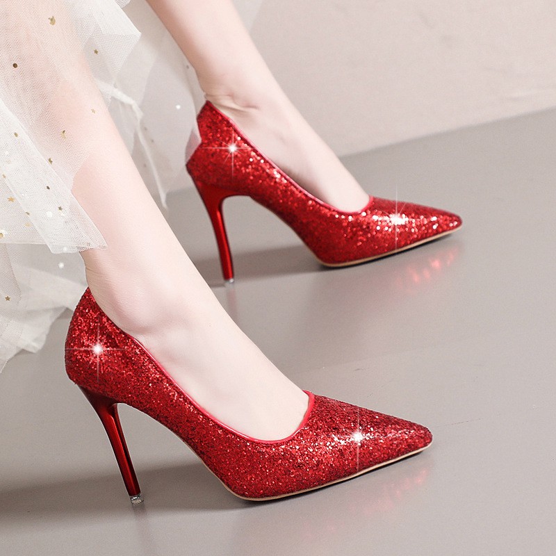 RYS - Sparkling Glitter Sepatu Hak Runcing Fashion Casual/Pesta - Ori Import