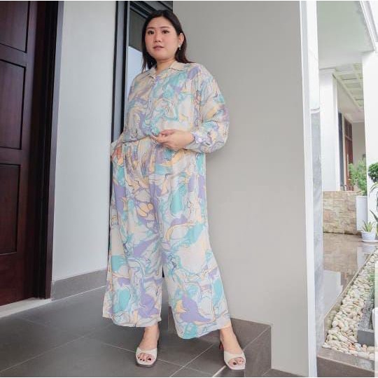 One Set Rayon Setelan Jumbo Motif Elonia