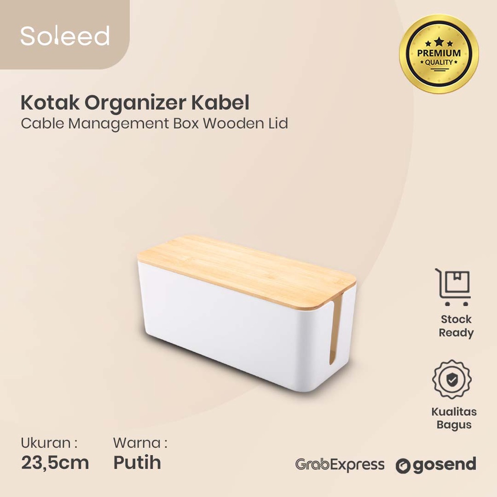 KOTAK ORGANIZER KABEL CHARGER CABLE MANAGEMENT BOX TUTUP BAMBU