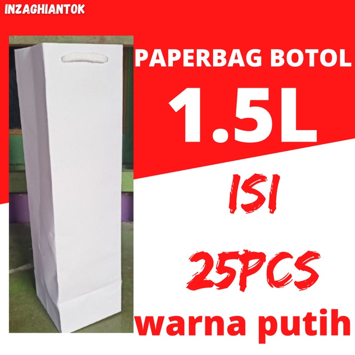 

25Pcs Tas Kertas Paperbag Souvernir Botol 1 Liter Paper Bag Putih