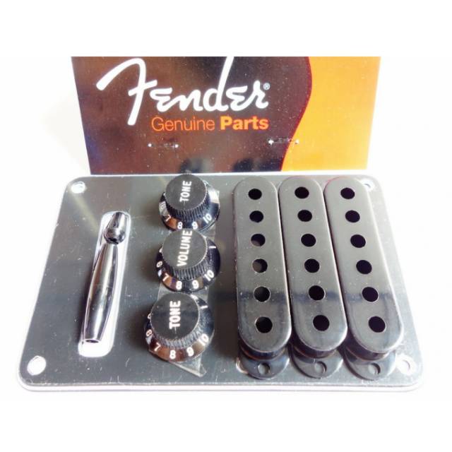 aksesoris gitar Fender Stratocaster hitam knob cover pickup cover Tremolo switch tip tremolo arm tip