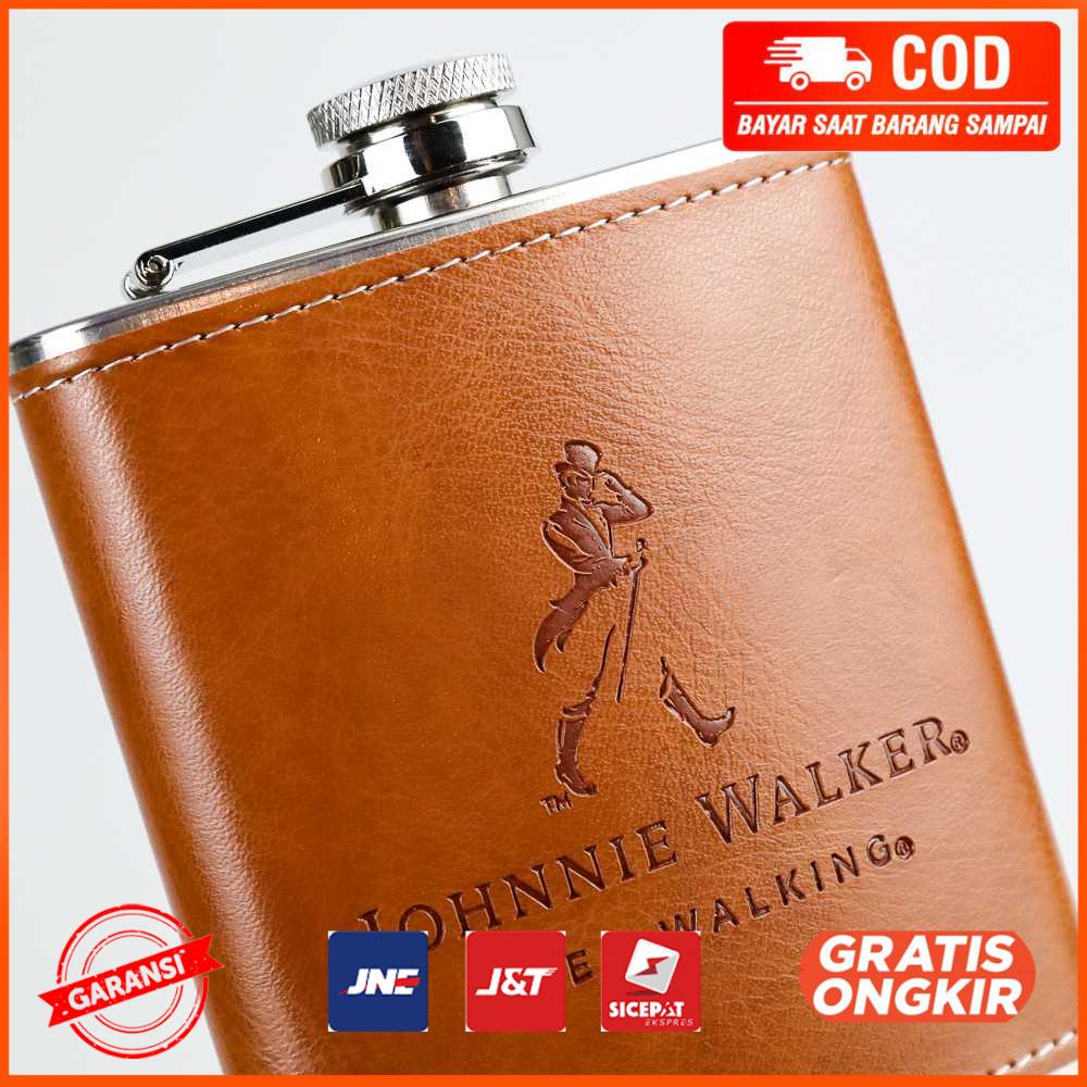 Botol Bir Hip Flask Leather 7 Oz with Shot Glass TAG7