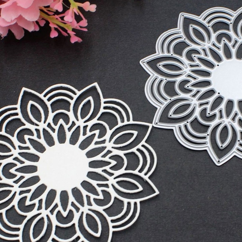 Cetakan Stensil Cutting Dies Motif Renda Bunga Hollow Untuk Scrapbook / Craft DIY