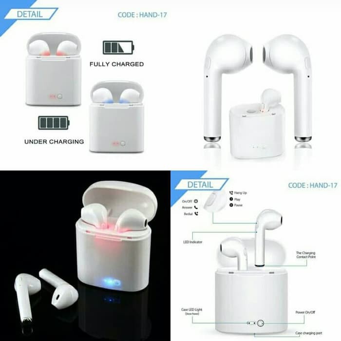 i7s EARPHONE HEADSET BLUETOOTH I7S TWS ORI 99 PAIR 1 1 - Putih