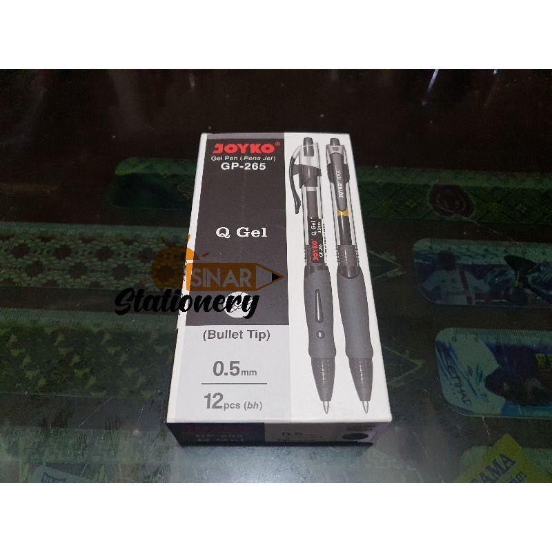 

Pulpen gel hitam 0.5 gp 265 qgel joyko 1pak isi 12pc
