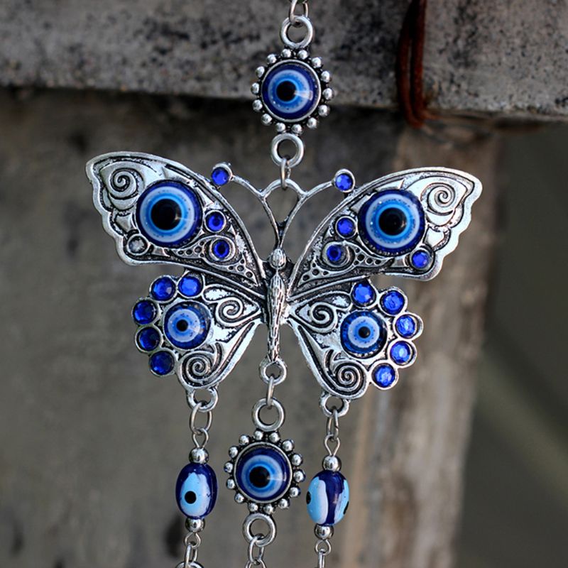 Siy Ornamen Gantung Model Evil Eye Biru Dengan Butterfly Untuk Dekorasi Mobil