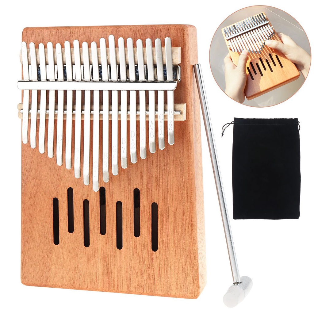 Alat Musik Kalimba Mini 17 Tuts Bahan Kayu Mahoni