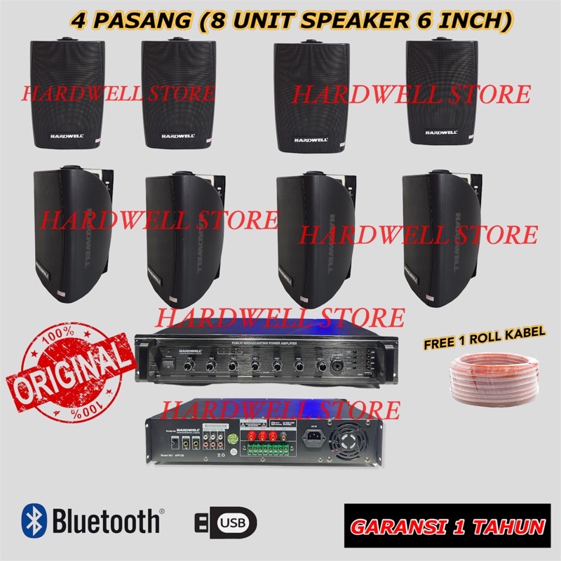 Paket Sound System Indoor Hardwell Original 8 Speaker Untuk Cafe, Masjid, Sekolahan DLL