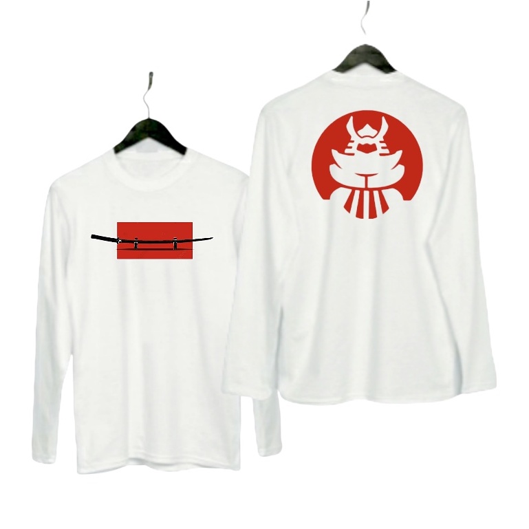 KAOS MOTIF DISTRO SAMURAI NEW LENGAN PANJANG SABLON DEPAN BELAKANG COTTON COMBED 30S PREMIUM/BAJU KA