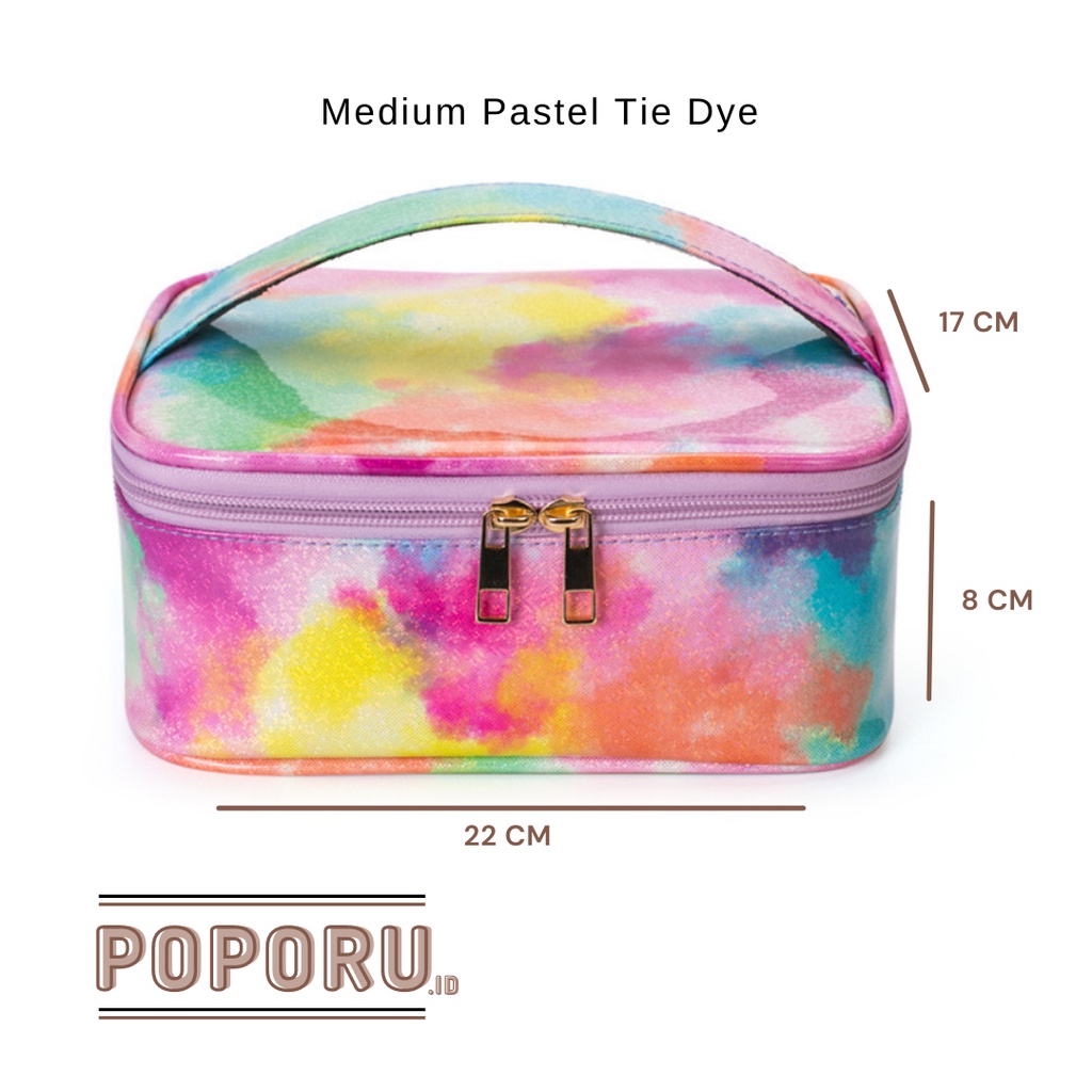 POPORU PASTEL TIE DYE pouch 3 types - cosmetics bag organizer for make up - tas tempat kosmetik