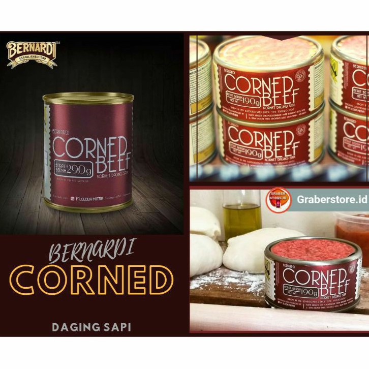 

BERNARDI CORNED BEEF 290GR KORNET DAGING SAPI BERNARDI HALAL