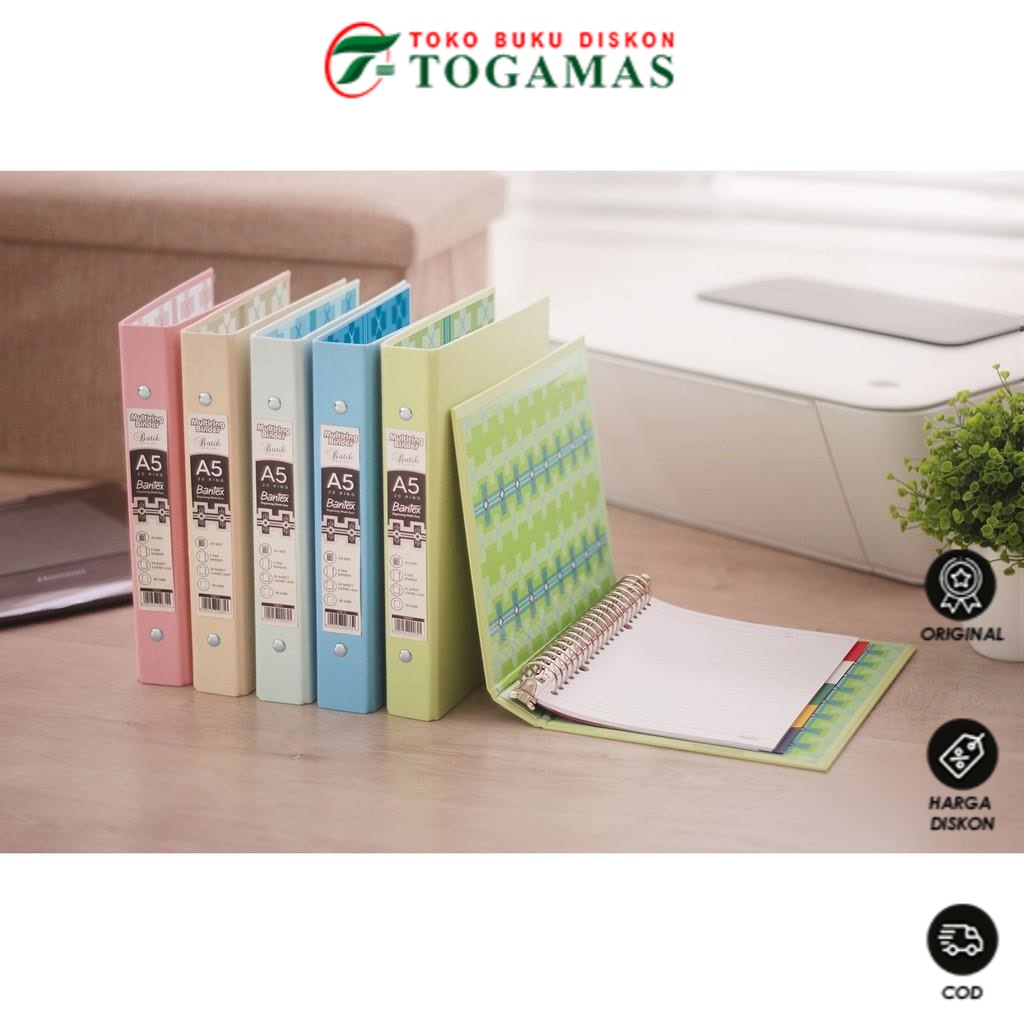 

TERLARIS !! BINDER A5/B5 PP MULTI-RING 20/26 HOLE 1334 BANTEX