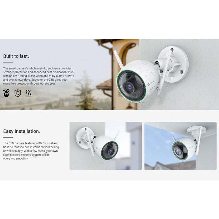 Ezviz C3N 1080P CCTV Outdoor IP Camera Color Night Vision - Garansi Resmi