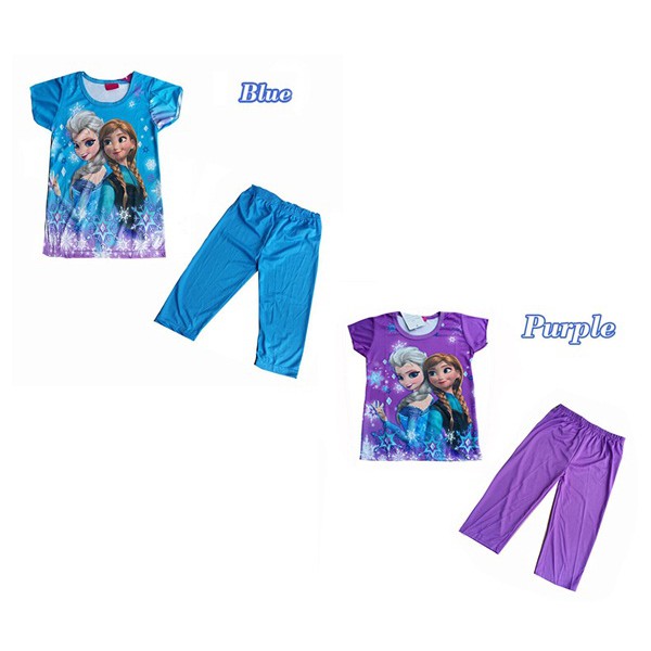 baju anak perempuan setelan motif frozen