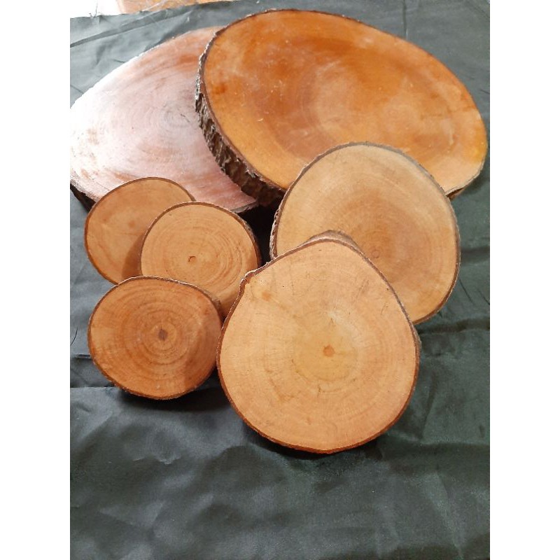 Jual Cm Woodslice Kayu Bulat Untuk Papan Alas Hantaran Wood Slice Woodlog Wood Log Shopee