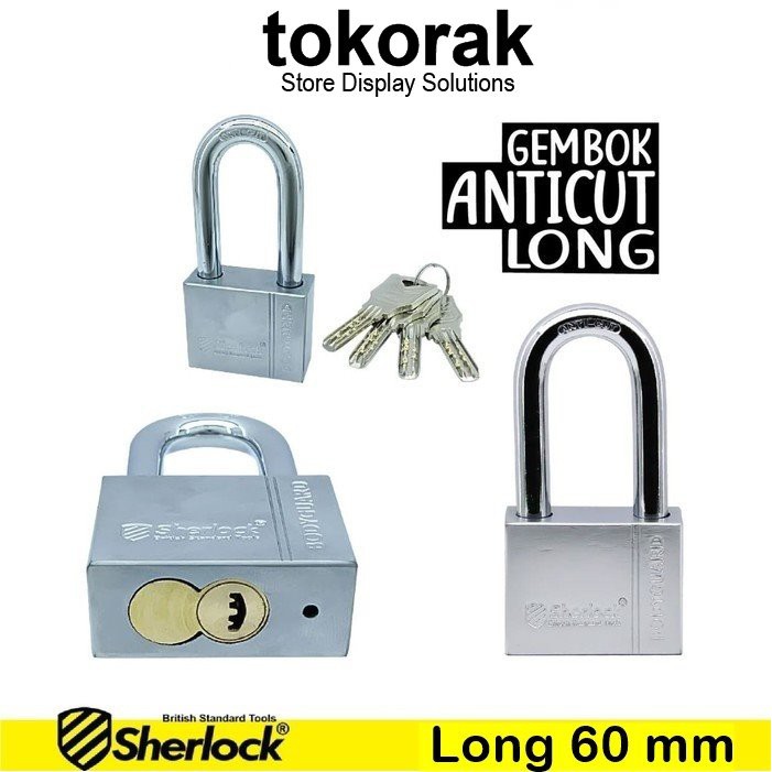 GEMBOK RUMAH ANTI CUT 60MM PANJANG SHERLOCK - GEMBOK PAGAR - COMP KEY