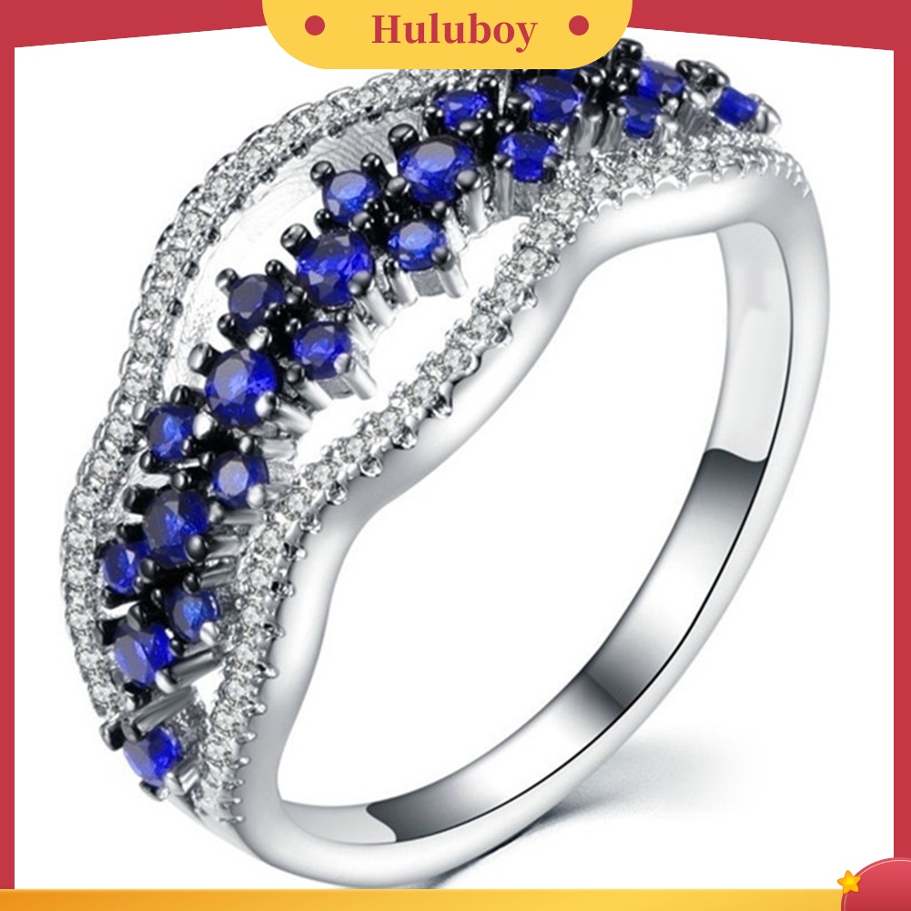 Hu Hu Hu Hu Hu Alat Bantu Pasang Kacamata♡ Cincin Wanita Model Hollow Hias Sapphire Imitasi Untuk Lamaranpernikahanhadiah