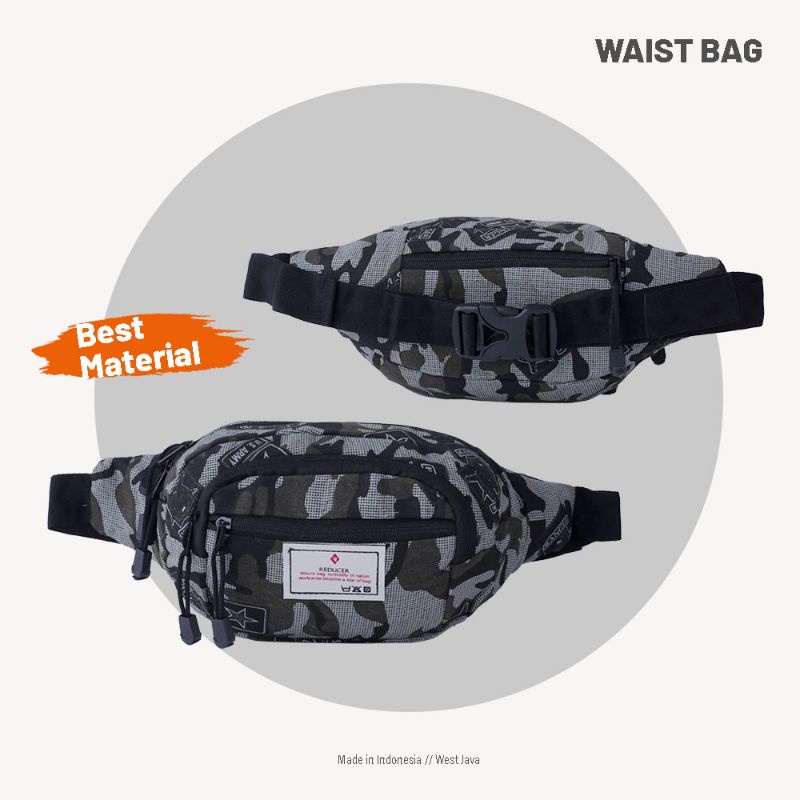 Tas Waistbag Track Pria Wanita  Loreng Army Terbaru Premium Stylish | Tas Selempang Kenz Distro Pro Series Original
