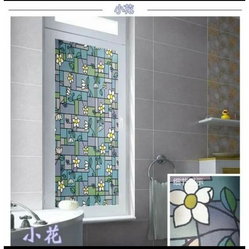 KACA FILM STIKER, STIKER KACA MOTIF BUNGA